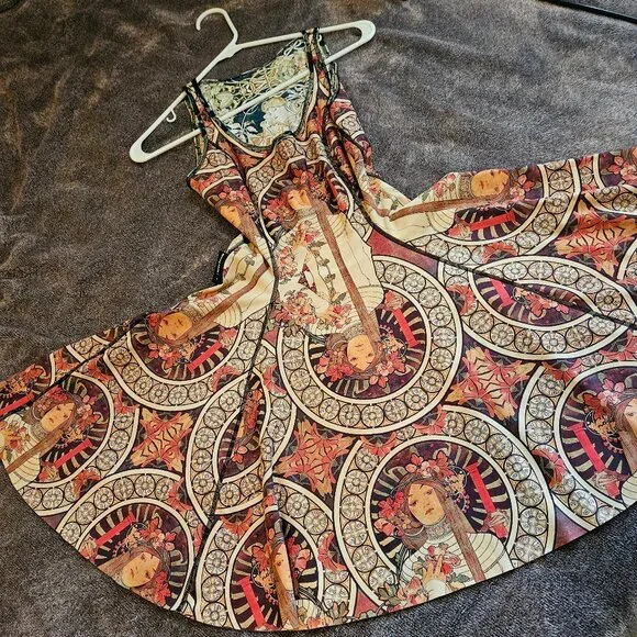 4 in 1 Blackmilk Mini Dress - Limited Edition Reversible Alphonse Mucha Art - Picture 1 of 12